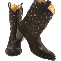 Black cowgirl boots pair with gems